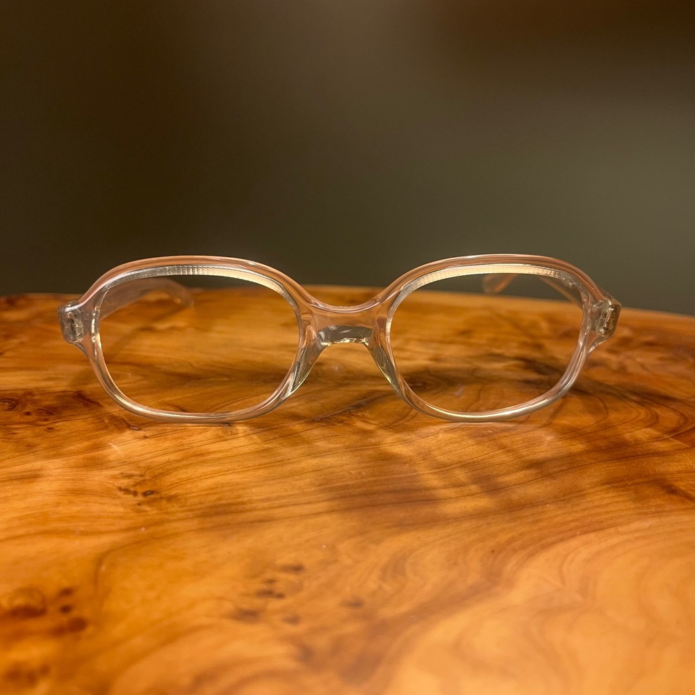 Vintage Valere Clear Peach Acetate Eyeglass Frames Oval Frame France Mid Century